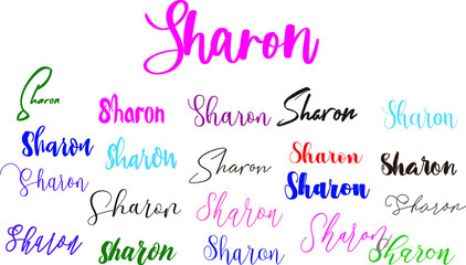 Sharon Baby Girl Name in Multiple Font Styles Typography Text