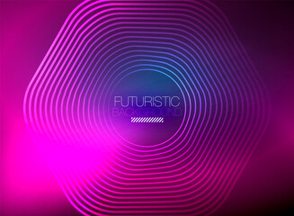 Neon color square shape lines abstract background. Shiny magic energy and motion concept, vector abstract wallpaper background