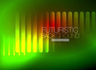 Bright neon color techno abstract background, shiny glowing neon lines in the dark background