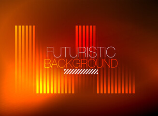 Bright neon color techno abstract background, shiny glowing neon lines in the dark background