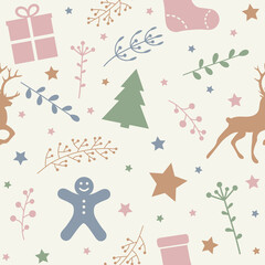 Pattern with Christmas decorations. Wallpaper concept. Vector