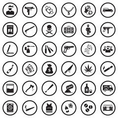 Fototapeta premium Gang Icons. Black Flat Design In Circle. Vector Illustration.