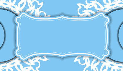 Fototapeta na wymiar Background of blue color with indian white pattern for design under your logo