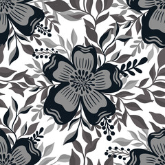 Seamless pattern monochrome flower.Elegant floral design.Botanical print. Fashion print.