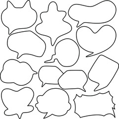 Collection of hand drawn speech bubbles vector design with comic style.