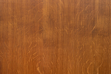 Old brown rustic cut wooden board texture with tiny scratches on surface as background. Blank wooden board pattern design macro