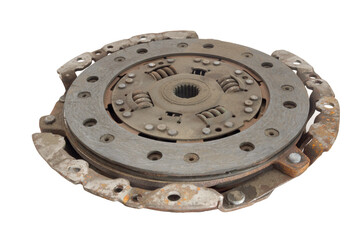 clutch disc in clutch basket assembly, isolated on white background
