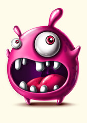 Funny cartoon pink screaming monster © olgagrig