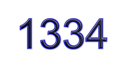 blue 1334 number 3d effect white background