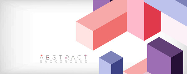 Abstract background. 3d cubes, cubic elements and blocks. Techno or business concept for wallpaper, banner, background, landing page