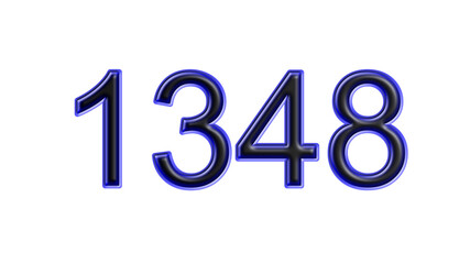 blue 1348 number 3d effect white background