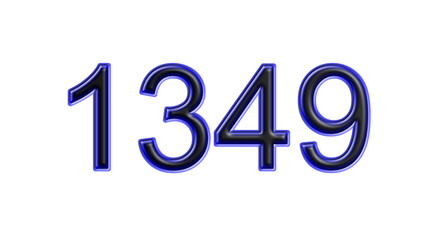 blue 1349 number 3d effect white background