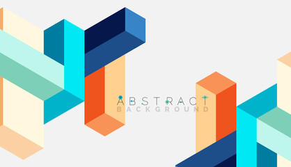 Fototapeta premium Abstract background. 3d cubes, cubic elements and blocks. Techno or business concept for wallpaper, banner, background, landing page