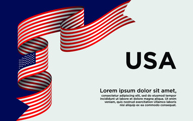 Happy Independence Day. Waving ribbon with Flag of USA, Template for Independence day. logo vector template
