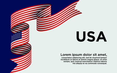 Obraz premium Happy Independence Day. Waving ribbon with Flag of USA, Template for Independence day. logo vector template
