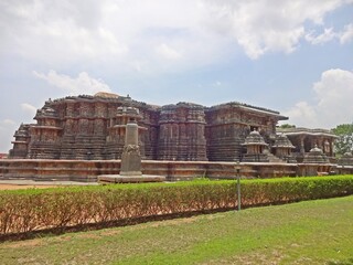 Fototapeta premium carving at halebidu temple karnataka india