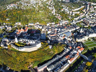 Obraz premium Aerial view of the city of Greiz in Thuringia