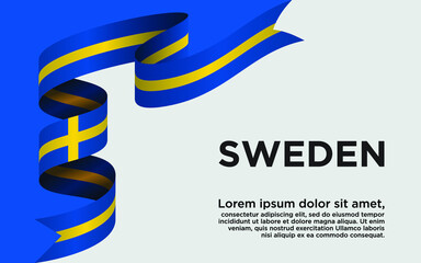 Happy Independence Day. Waving ribbon with Flag of Sweden, Template for Independence day. logo vector template