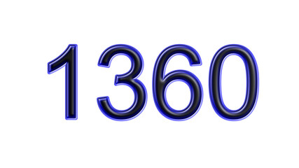 blue 1360 number 3d effect white background