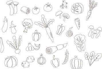 一筆書きの野菜イラストセット