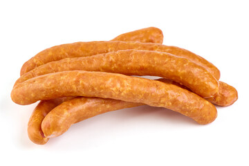 Dried sausages, isolated on white background. High resolution image.
