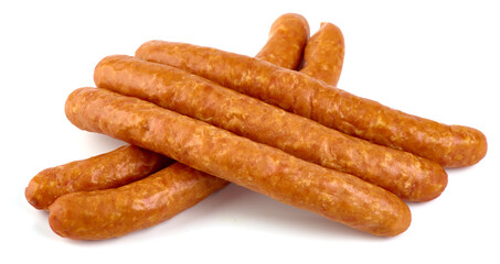 Dried sausages, isolated on white background. High resolution image.
