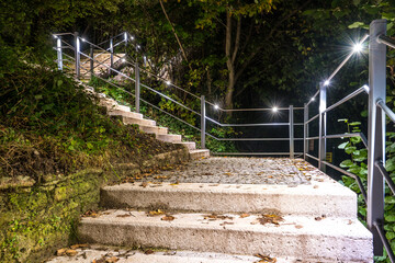 stairs in the park at night