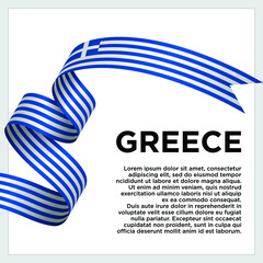 Happy Independence Day. Waving ribbon with Flag of Greece, Template for Independence day. logo vector template