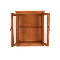Vintage wood cabinet on white background