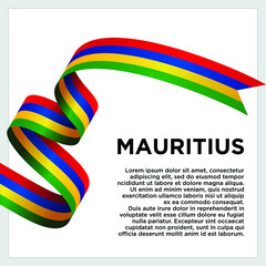 Happy Independence Day. Waving ribbon with Flag of Mauritius, Template for Independence day. logo vector template