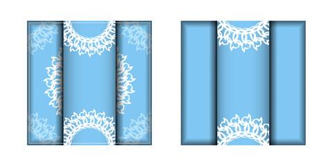 Blue color greeting flyer with Indian white pattern for your congratulations.