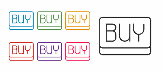 Set line Buy button icon isolated on white background. Financial and stock investment market concept. Set icons colorful. Vector