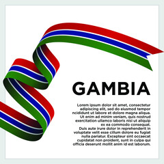 Obraz premium Happy Independence Day. Waving ribbon with Flag of Gambia, Template for Independence day. logo vector template