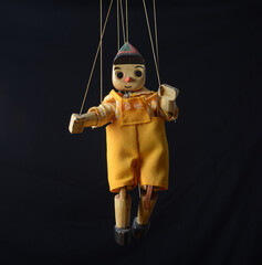 Pionocchio puppet timber marionette with yellow dress 2