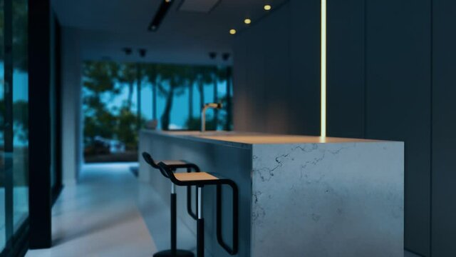 modern villa interior with furniture