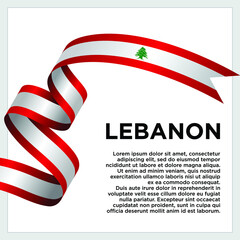Happy Independence Day. Waving ribbon with Flag of Lebanon, Template for Independence day. logo vector template