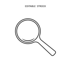 Search icon. Magnify glass. Research, find icon vector. Lens, look magnifier, loupe sign. Search symbol illustration. Web button magnification