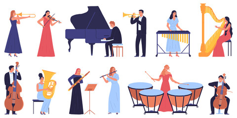 Orchestral Musicians Icon Set © Macrovector