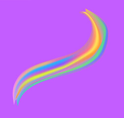 Modern Bright Liquid Curve Design Element Isolated on Purple Background. Creative Multicoloured Wave. Fluid Brush Imitation.