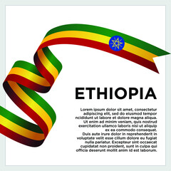 Happy Independence Day. Waving ribbon with Flag of Ethiopia, Template for Independence day. logo vector template