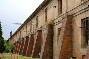 Citadel. Fortress of the Citadel of Alessandria.Brick barracks built for defensive purposes by the Savoy. Alessandria, Piedmont, Italy.