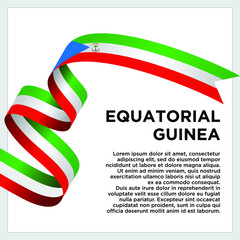 Happy Independence Day. Waving ribbon with Flag of Equatorial Guinea, Template for Independence day. logo vector template