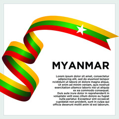 Happy Independence Day. Waving ribbon with Flag of Myanmar, Template for Independence day. logo vector template