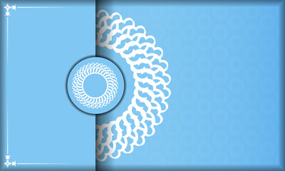 Blue background with Indian white pattern and place for logo or text