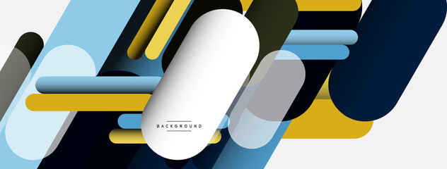Overlapping round shapes and lines background. Vector illustration for wallpaper banner background or landing page