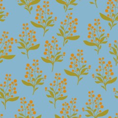 Seamless  pattern  cute decorative flowers on a blue background, nice picture for home decor and holiday cards, fabric and wallpaper