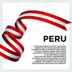 Obraz premium Happy Independence Day. Waving ribbon with Flag of Peru, Template for Independence day. logo vector template