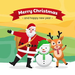 Merry Christmas and happy new year greeting card