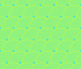japanese style scales seamless concentric waves in blue lemon shades