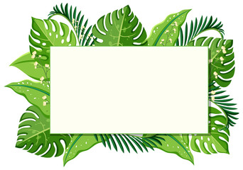 Simple plants and leaves frame banner